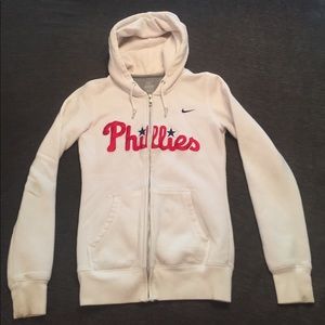 White Phillies zip up hoodie Nike red, white, blue
